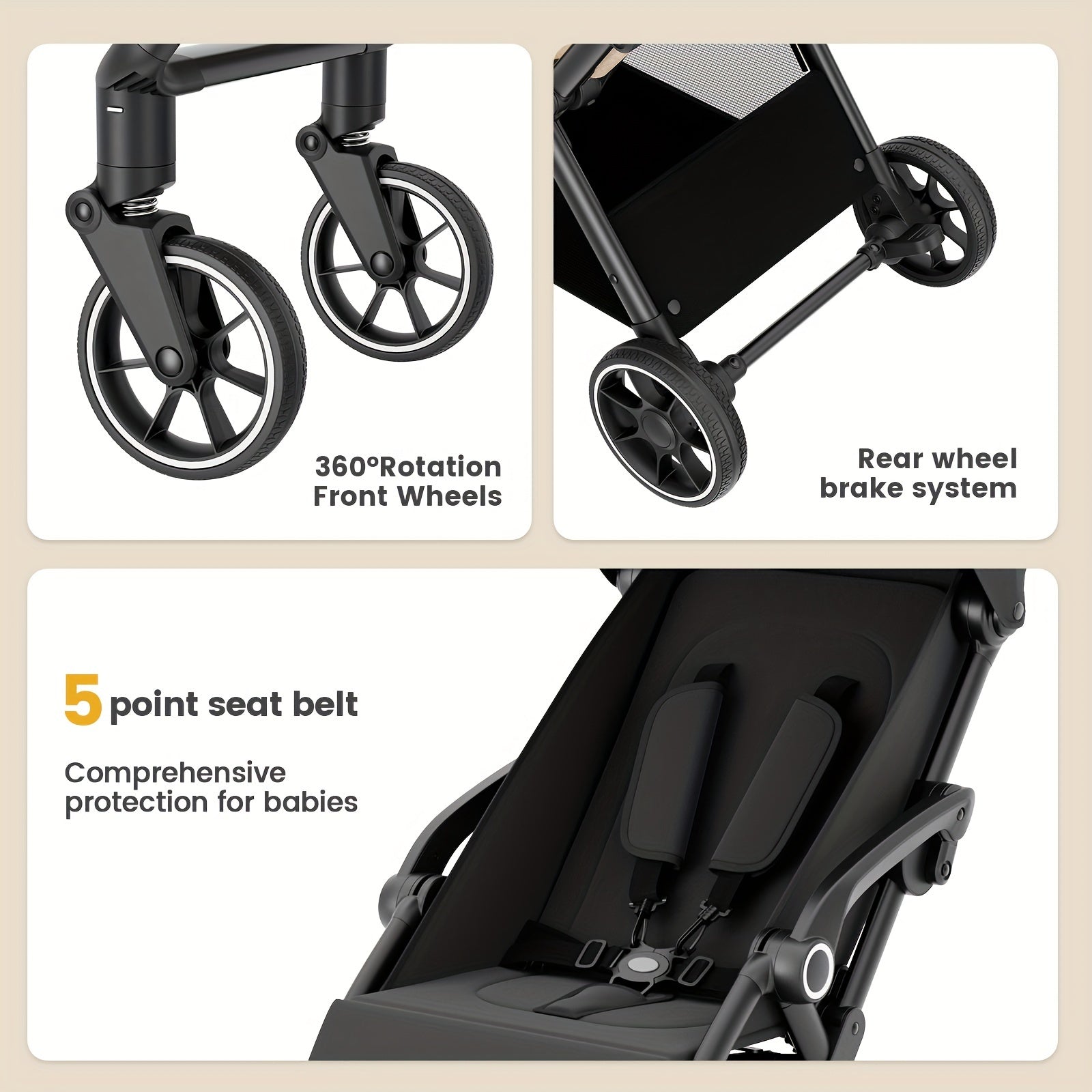 Wedyvko Folding Baby Stroller Travel System Toddler Stroller W\u002FReversible Stroller