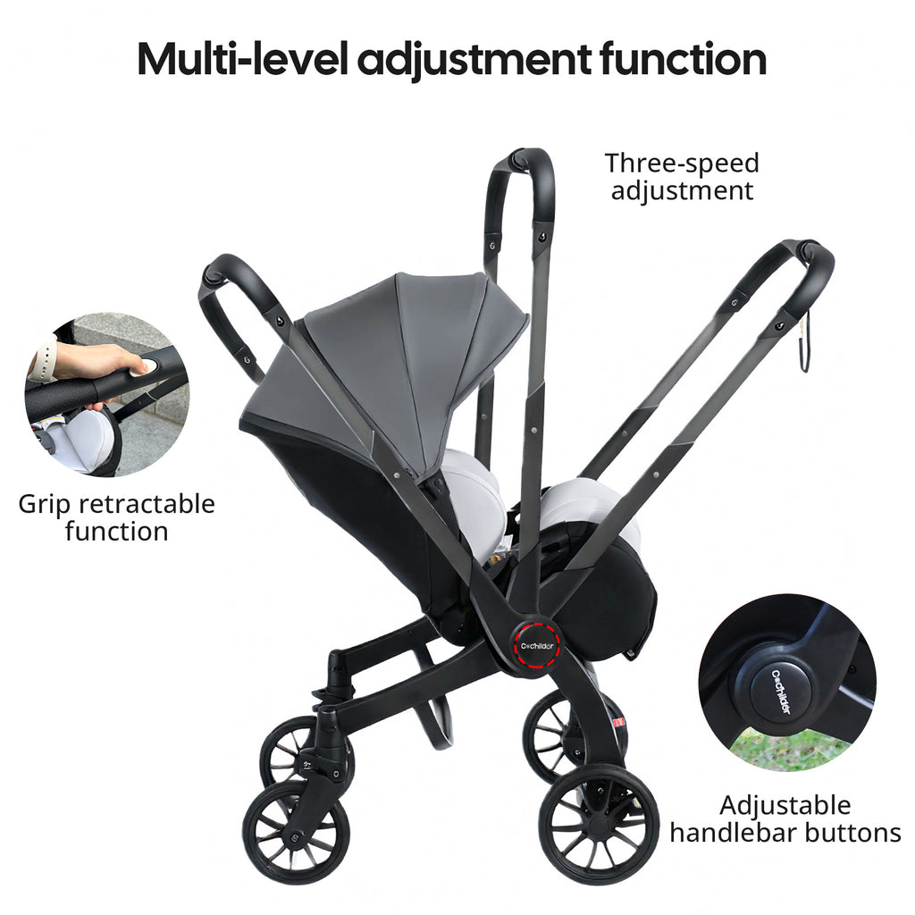 Cochildor Foldable Stroller Portable Travel Carriage with Bidirectional Push (Front\u002FReverse), Adjustable Canopy & Lightweight - Foldable for Airplane, Public Transport - Newborn Stroller, Frame