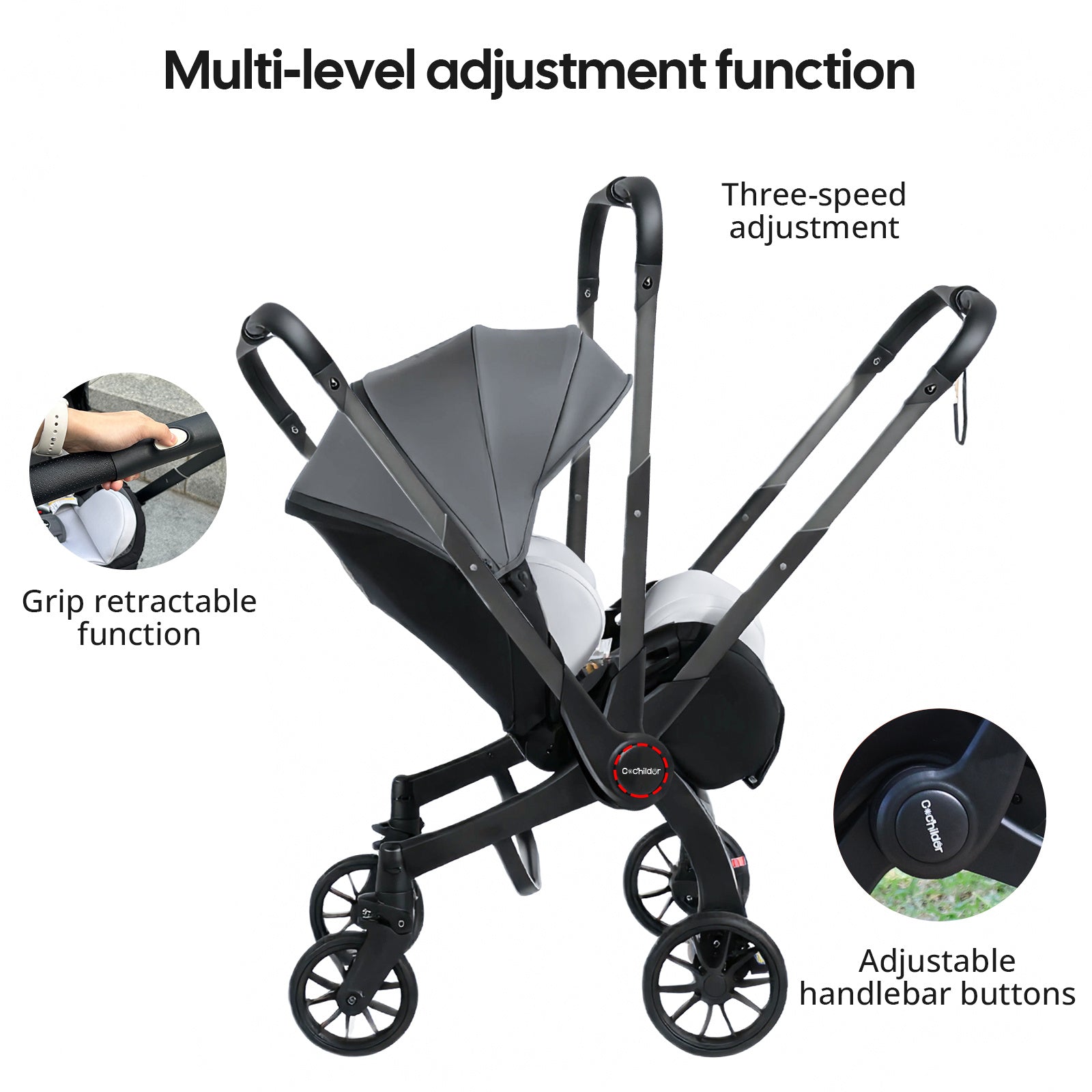 Cochildor Foldable Stroller Portable Travel Carriage with Bidirectional Push (Front\u002FReverse), Adjustable Canopy & Lightweight - Foldable for Airplane, Public Transport - Newborn Stroller, Frame
