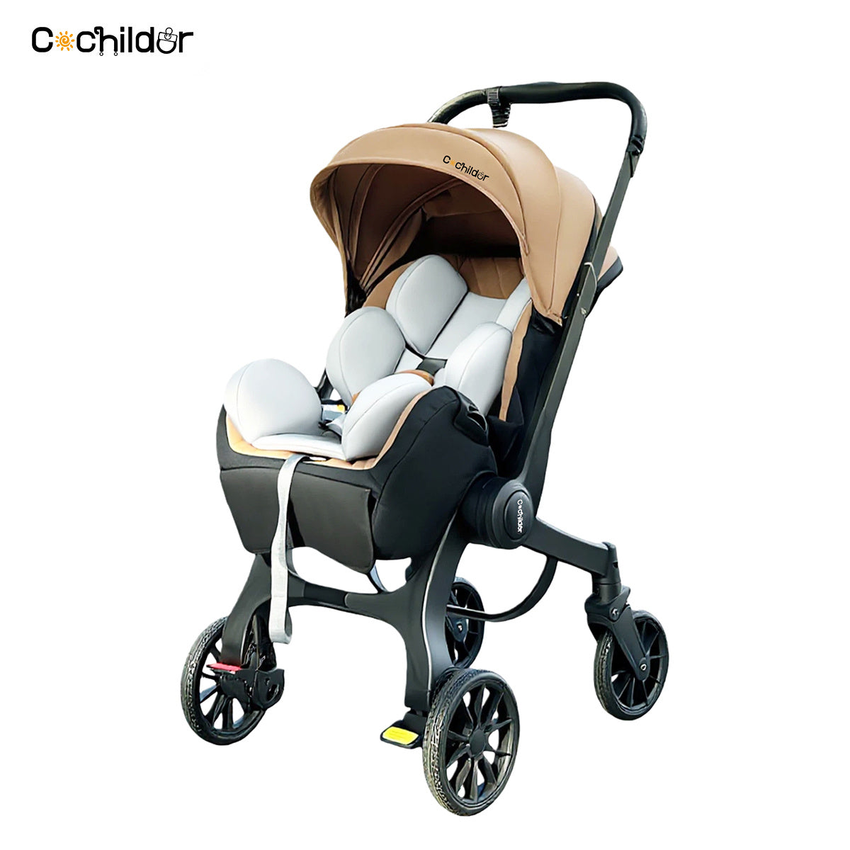 Cochildor Foldable Stroller Portable Travel Carriage with Bidirectional Push (Front\u002FReverse), Adjustable Canopy & Lightweight - Foldable for Airplane, Public Transport - Newborn Stroller, Frame