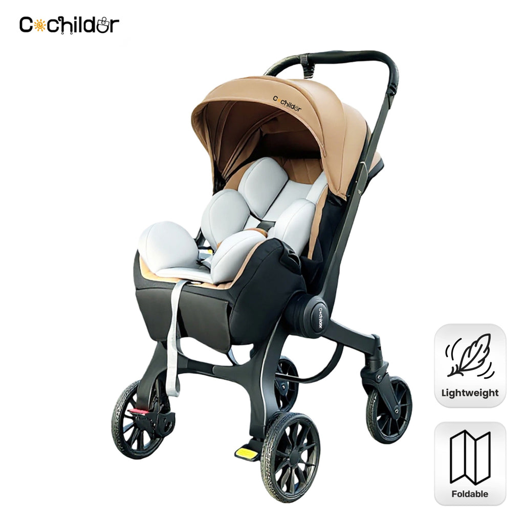 Cochildor Foldable Stroller Portable Travel Carriage with Bidirectional Push (Front\u002FReverse), Adjustable Canopy & Lightweight - Foldable for Airplane, Public Transport - Newborn Stroller, Frame