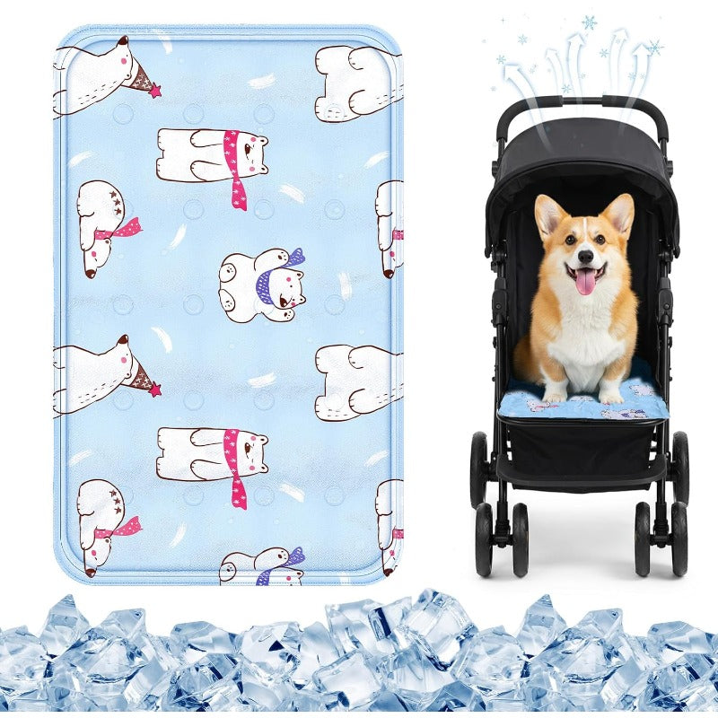 Nuanchu Dog Stroller Cooling Mat Outdoor Pet Cooling Mat 11. 81 X 19. 69 Inch Washable Summer Cat Sleeping Blanket for Small Medium Pet Stroller Colorful Bear