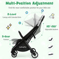 Folding Baby Stroller W\u002F Adjustable Backrest, Footrest And Canopy, Gravity Folding And Self Standing Design, All Terrain EVA Wheels, Kids Travel Wagon, Baby Stroller