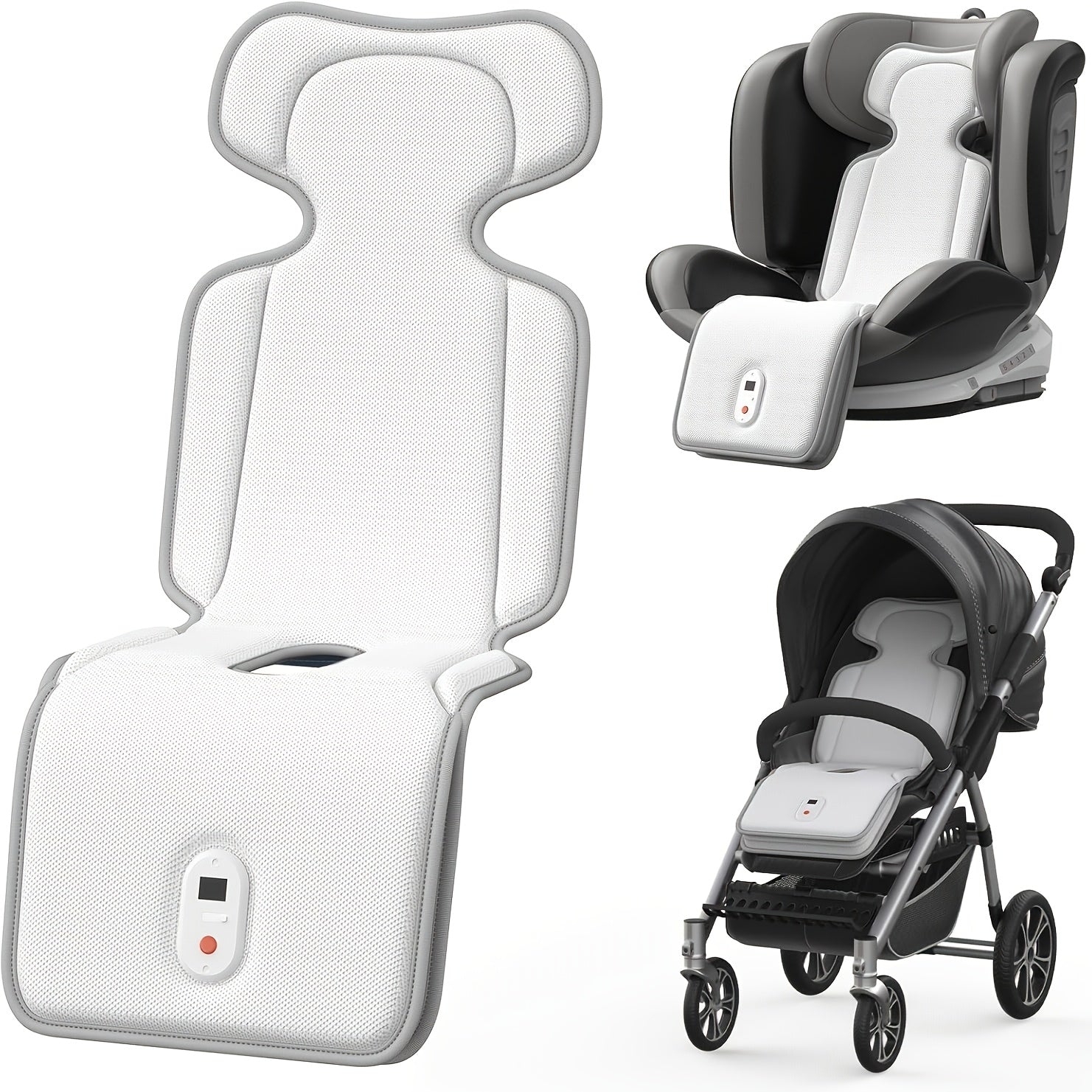 Baby Stroller Cooling Pad with 2 Built-In Fans, 3-Speed Ventilation And 10000Mah Rechargeable, 3D Breathable Summer Cooling Mat for Car Seat And Stroller, Baby Toddler Summer Essentials
