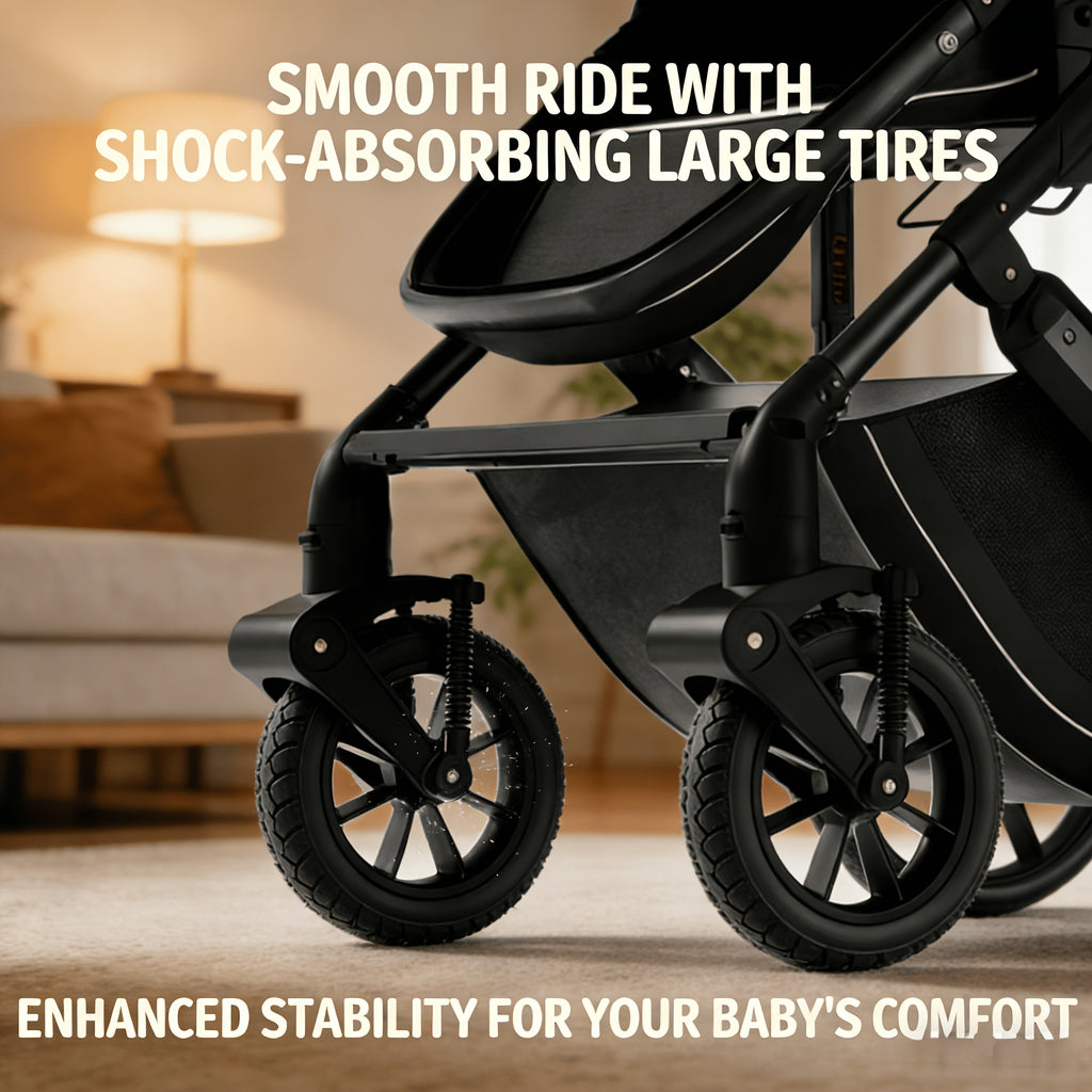 The Baby Stroller Can Be Folded with One Button and Is Super Portable, with Shock-absorbing Wheels Suitable for Various Road Conditions. It Is Very Convenient to Take It Home and Go Out with Your Baby.