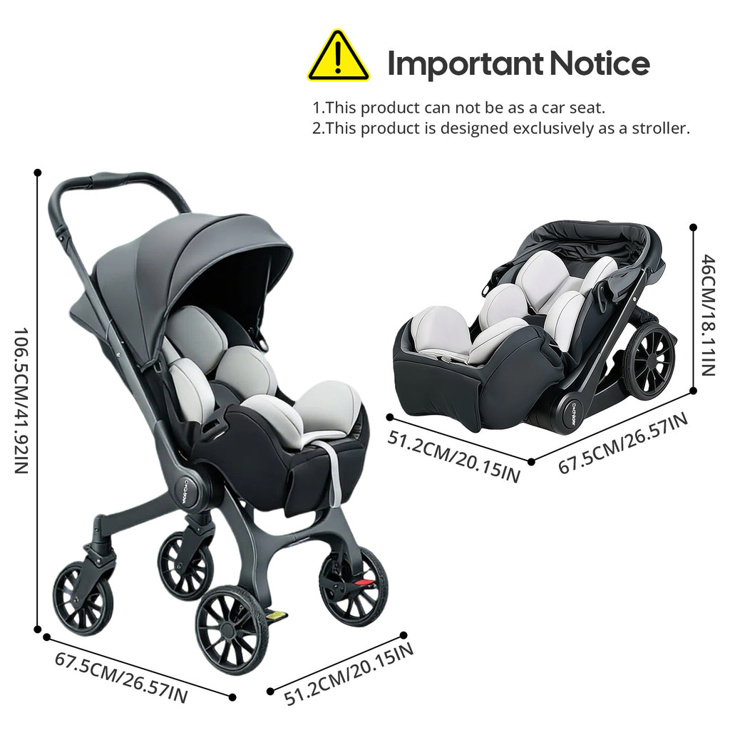 Cochildor Foldable Stroller Portable Travel Carriage with Bidirectional Push (Front\u002FReverse), Adjustable Canopy & Lightweight - Foldable for Airplane, Public Transport - Newborn Stroller, Frame
